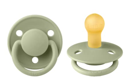 BIBS De Lux Baby Pacifier 2-Pack | Made in Denmark | BPA Free Dummy Soother, Round Nipple. Natural Rubber Latex, Size 2 (6-18 Months), Vanilla/Dark Oak