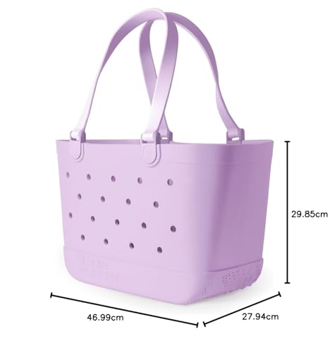 Simple Modern Beach Bag Rubber Tote | Waterproof Medium Tote Bag with Zipper Pocket for Pool, Groceries, Sports | Gifts For Women | Getaway Bag Collection | Almond Birch