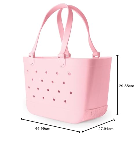 Simple Modern Beach Bag Rubber Tote | Waterproof Medium Tote Bag with Zipper Pocket for Pool, Groceries, Sports | Gifts For Women | Getaway Bag Collection | Almond Birch