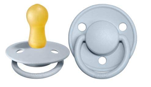 BIBS De Lux Baby Pacifier 2-Pack | Made in Denmark | BPA Free Dummy Soother, Round Nipple. Natural Rubber Latex, Size 2 (6-18 Months), Vanilla/Dark Oak