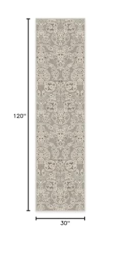 RUGGABLE Disney Traditional Mickey Mouse Washable Rug - Perfect Area Rug for Nursery Playroom Kids Room - Pet & Child Friendly - Stain & Water Resistant - Damask Grey 3&