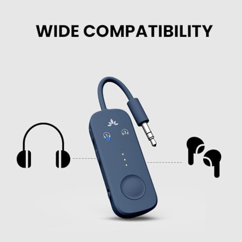 Avantree Relay - Premium Airplane Bluetooth 5.3 Adapter, Supports 2 AirPods or Headphones with aptX-Low Latency - 3.5mm AUX Jack Wireless Audio Transmitter for Planes, Travel, Airline, TV, Gym, Tablet