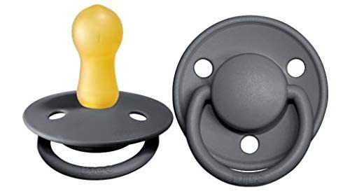 BIBS De Lux Baby Pacifier 2-Pack | Made in Denmark | BPA Free Dummy Soother, Round Nipple. Natural Rubber Latex, Size 2 (6-18 Months), Vanilla/Dark Oak