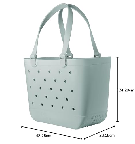 Simple Modern Beach Bag Rubber Tote | Waterproof Medium Tote Bag with Zipper Pocket for Pool, Groceries, Sports | Gifts For Women | Getaway Bag Collection | Almond Birch