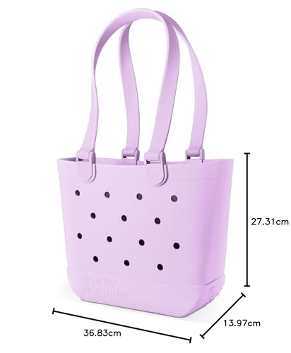 Simple Modern Beach Bag Rubber Tote | Waterproof Medium Tote Bag with Zipper Pocket for Pool, Groceries, Sports | Gifts For Women | Getaway Bag Collection | Almond Birch