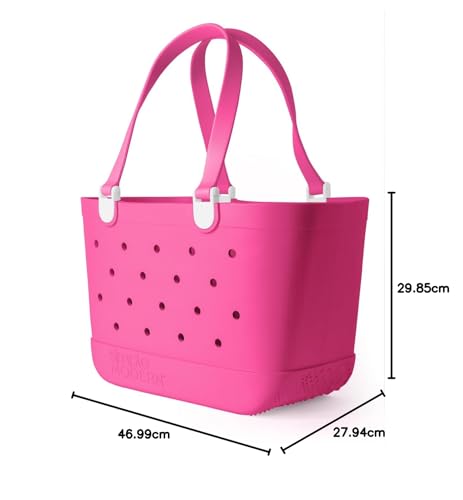 Simple Modern Beach Bag Rubber Tote | Waterproof Medium Tote Bag with Zipper Pocket for Pool, Groceries, Sports | Gifts For Women | Getaway Bag Collection | Almond Birch