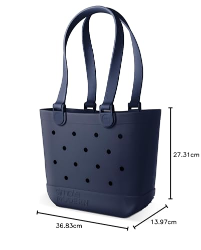 Simple Modern Beach Bag Rubber Tote | Waterproof Medium Tote Bag with Zipper Pocket for Pool, Groceries, Sports | Gifts For Women | Getaway Bag Collection | Almond Birch