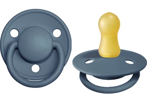 BIBS De Lux Baby Pacifier 2-Pack | Made in Denmark | BPA Free Dummy Soother, Round Nipple. Natural Rubber Latex, Size 2 (6-18 Months), Vanilla/Dark Oak