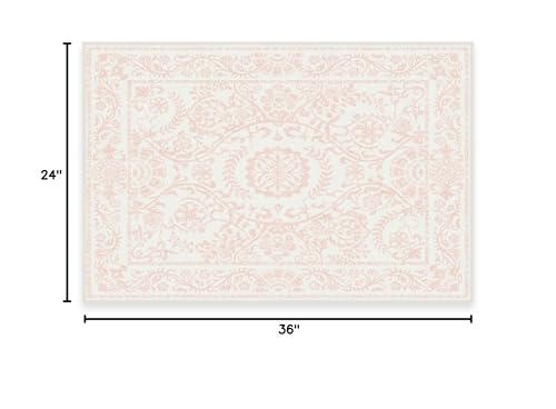 RUGGABLE Washable 2x3 Area Rug, Delphina Delft Blue, Premium Vintage Rugs for Living Room, Bedroom, Kitchen, Office, Classroom with Gripper Non Slip Pad