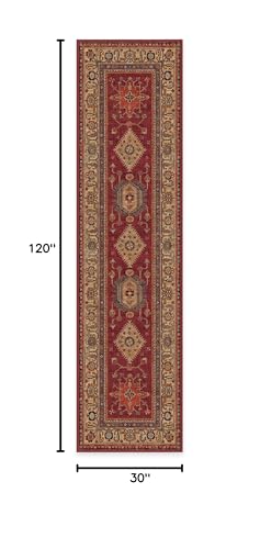 RUGGABLE – Cambria Ruby – Machine Washable Runner Rug – Pet & Child Friendly – Stain & Water Resistant – Non-Slip – 2.5&