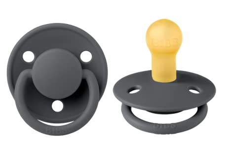 BIBS De Lux Baby Pacifier 2-Pack | Made in Denmark | BPA Free Dummy Soother, Round Nipple. Natural Rubber Latex, Size 2 (6-18 Months), Vanilla/Dark Oak