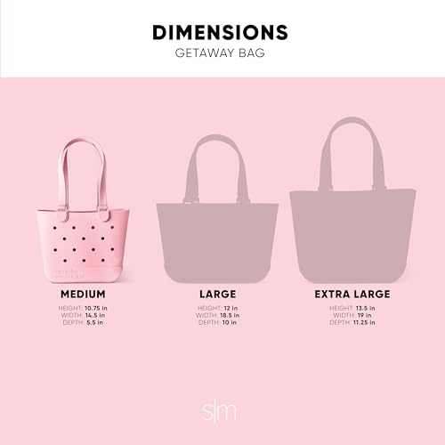Simple Modern Beach Bag Rubber Tote | Waterproof Medium Tote Bag with Zipper Pocket for Pool, Groceries, Sports | Gifts For Women | Getaway Bag Collection | Almond Birch