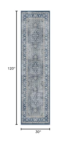 RUGGABLE Kamran Washable Rug - Perfect Vintage Area Rug for Living Room Bedroom Kitchen - Pet & Child Friendly - Stain & Water Resistant - Hazel 5&