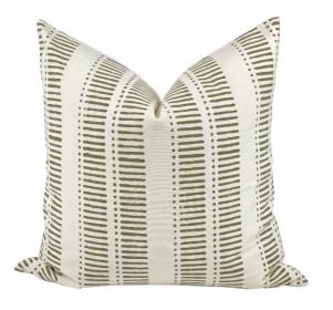 Pillow Cover 100% Linen 20 x 20 inches Double Sided Block Print with Zipper for Easy Removal Home Decor Shabby Chic Farmhouse Neutral Decorative Sofa Couch Accent (Plaid White Grey)