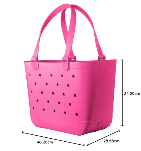 Simple Modern Beach Bag Rubber Tote | Waterproof Medium Tote Bag with Zipper Pocket for Pool, Groceries, Sports | Gifts For Women | Getaway Bag Collection | Almond Birch