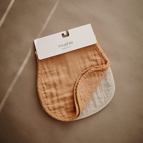 mushie Muslin Baby Burp Cloths | 100% Organic Cotton, Set of 2 (Olive Check/Natural Check)