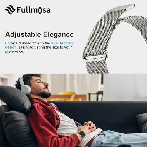 Fullmosa Compatible with Apple Watch Band 49mm 46mm 45mm 44mm 42mm 41mm 40mm 38mm Women Men, Stainless Steel Milanese Loop Replacement iWatch Bands Ultra 2/1 Series 10 9 8 7 6 5 4 3 2 1 SE