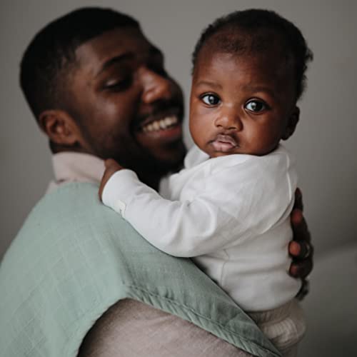 mushie Muslin Baby Burp Cloths | 100% Organic Cotton, Set of 2 (Olive Check/Natural Check)