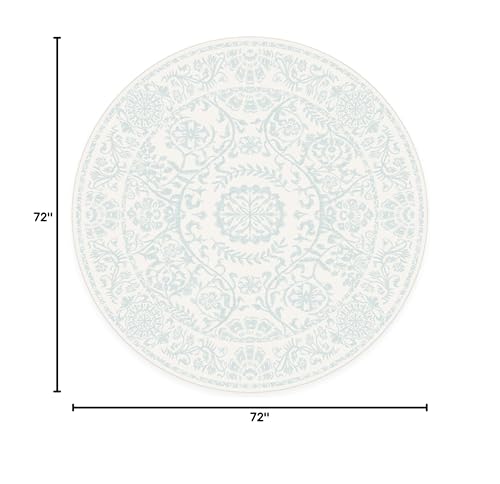 RUGGABLE Washable 2x3 Area Rug, Delphina Delft Blue, Premium Vintage Rugs for Living Room, Bedroom, Kitchen, Office, Classroom with Gripper Non Slip Pad