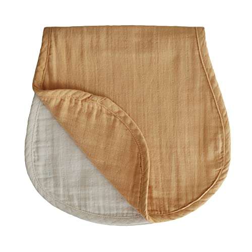 mushie Muslin Baby Burp Cloths | 100% Organic Cotton, Set of 2 (Olive Check/Natural Check)