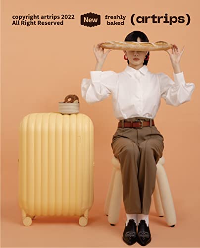 artrips Luggage with 8 Spinner Wheels,Lightweight Hardside Suitcase with Cover Protector,PC Hardshell Luggage,Travel Suitcase with Bread Design,TSA Lock,20/24/28inch