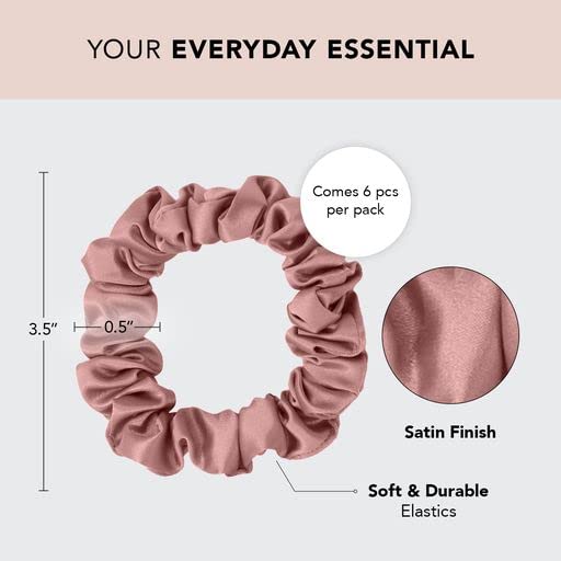 Kitsch Satin Hair Scrunchies for Women, Softer Than Silk Scrunchies for Hair, Satin Scrunchies for Girls, Satin Hair Ties for Women, Silk Hair Ties No Damage, Silk Ponytail Holders, 5 pcs (Cameo)