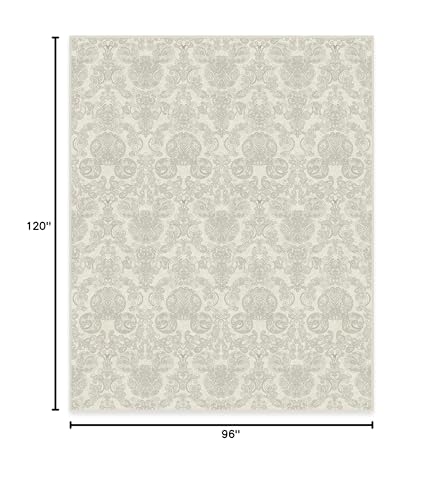 RUGGABLE Disney Traditional Mickey Mouse Washable Rug - Perfect Area Rug for Nursery Playroom Kids Room - Pet & Child Friendly - Stain & Water Resistant - Damask Grey 3&