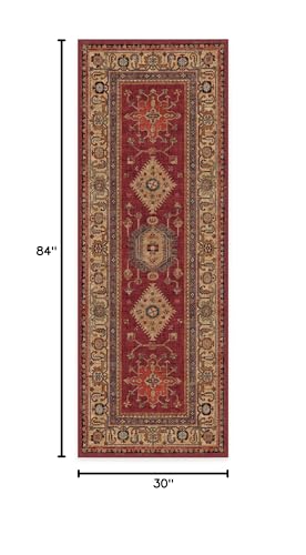 RUGGABLE – Cambria Ruby – Machine Washable Runner Rug – Pet & Child Friendly – Stain & Water Resistant – Non-Slip – 2.5&