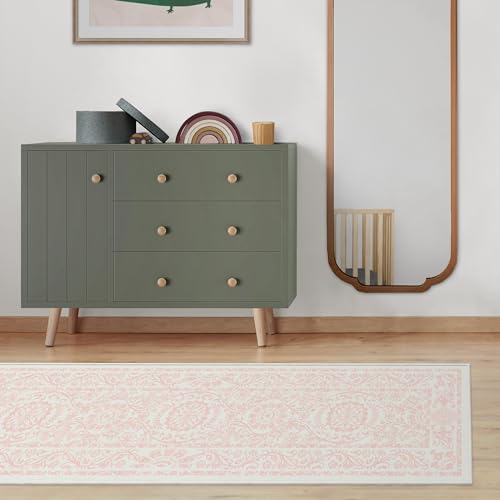 RUGGABLE Washable 2x3 Area Rug, Delphina Delft Blue, Premium Vintage Rugs for Living Room, Bedroom, Kitchen, Office, Classroom with Gripper Non Slip Pad