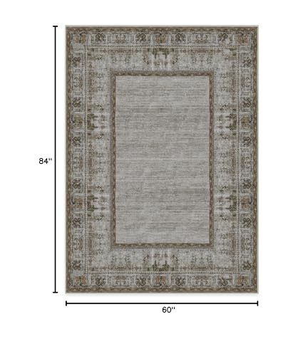 RUGGABLE Zinnia Runner Rug - Perfect Boho Washable Rug for Entryway Hallway Kitchen - Pet & Child Friendly - Stain & Water Resistant - Grey 2.5&