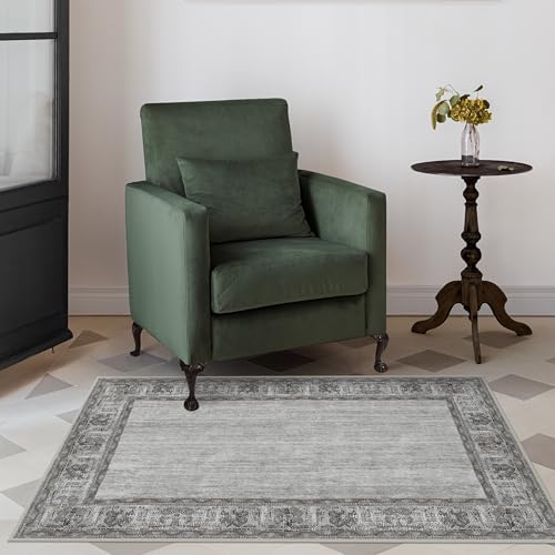 RUGGABLE Zinnia Runner Rug - Perfect Boho Washable Rug for Entryway Hallway Kitchen - Pet & Child Friendly - Stain & Water Resistant - Grey 2.5&