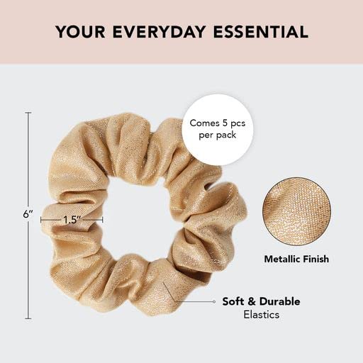 Kitsch 5 Count Velvet Hair Scrunchies for Women - Hair Ties for Thick Hair, Girls, Women, Cute Scrunchies, Soft Hair Accessories, Blush/Mauve