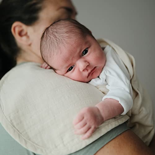 mushie Muslin Baby Burp Cloths | 100% Organic Cotton, Set of 2 (Olive Check/Natural Check)