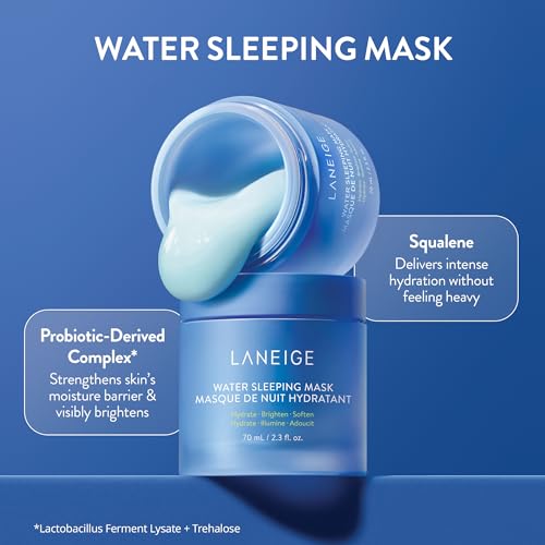 LANEIGE Icons To Go & Besties Set: Water Bank Cream, Cream Skin, Water Sleeping Mask, Lip Sleeping Mask, Hyaluronic Acid, Squalane, Coconut Oil, Vitamin C, Travel Friendly