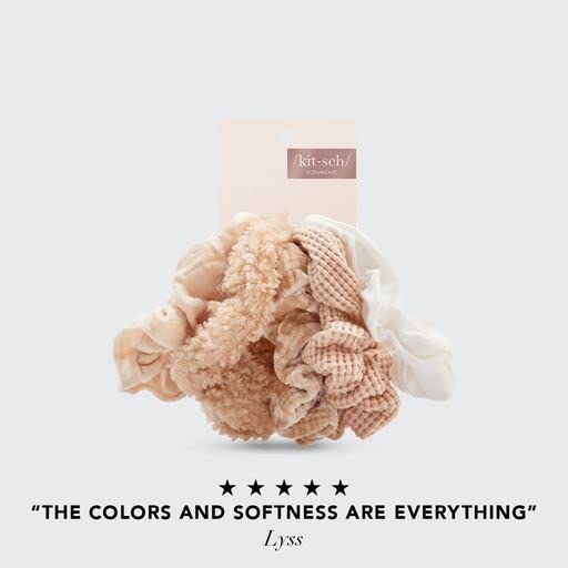Kitsch 5 Count Velvet Hair Scrunchies for Women - Hair Ties for Thick Hair, Girls, Women, Cute Scrunchies, Soft Hair Accessories, Blush/Mauve