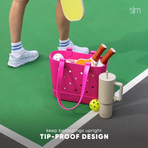 Simple Modern Beach Bag Rubber Tote | Waterproof Medium Tote Bag with Zipper Pocket for Pool, Groceries, Sports | Gifts For Women | Getaway Bag Collection | Almond Birch