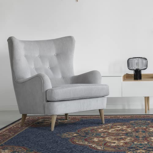 RUGGABLE Disney Traditional Mickey Mouse Washable Rug - Perfect Area Rug for Nursery Playroom Kids Room - Pet & Child Friendly - Stain & Water Resistant - Damask Grey 3&