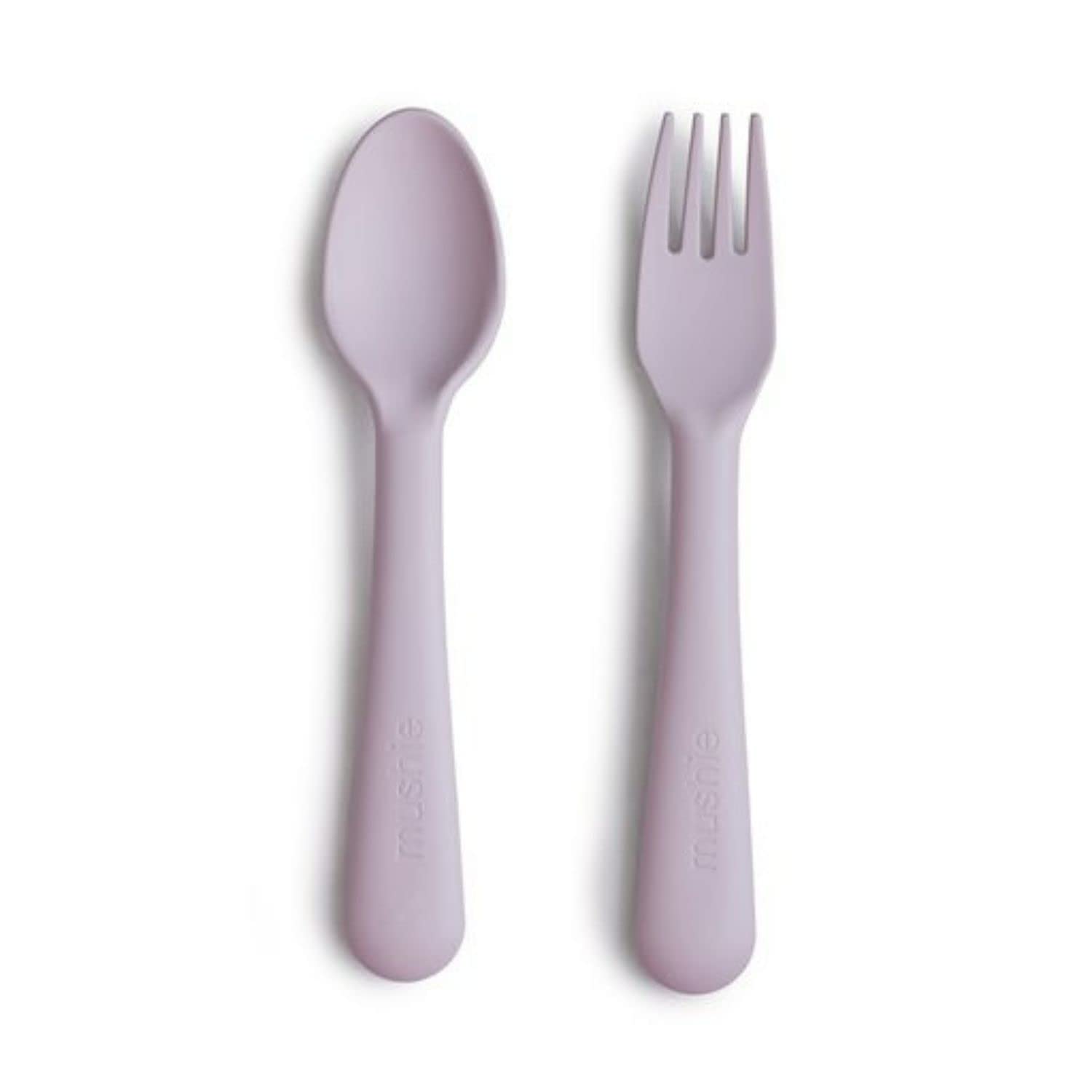 mushie Flatware Fork and Spoon Set for Kids | Made in Denmark (Sage)