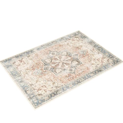 RUGGABLE Kamran Washable Rug - Perfect Vintage Area Rug for Living Room Bedroom Kitchen - Pet & Child Friendly - Stain & Water Resistant - Hazel 5&