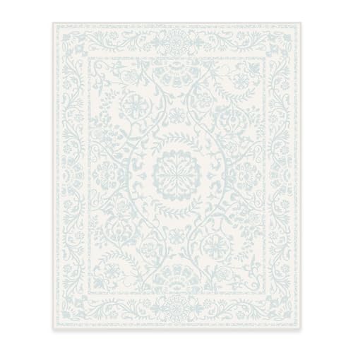 RUGGABLE Washable 2x3 Area Rug, Delphina Delft Blue, Premium Vintage Rugs for Living Room, Bedroom, Kitchen, Office, Classroom with Gripper Non Slip Pad