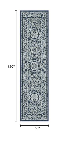RUGGABLE Washable 2x3 Area Rug, Delphina Delft Blue, Premium Vintage Rugs for Living Room, Bedroom, Kitchen, Office, Classroom with Gripper Non Slip Pad
