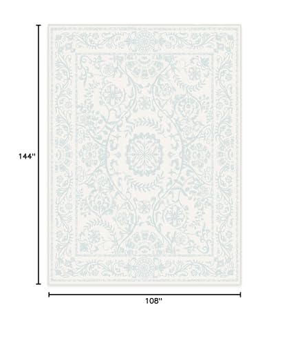 RUGGABLE Washable 2x3 Area Rug, Delphina Delft Blue, Premium Vintage Rugs for Living Room, Bedroom, Kitchen, Office, Classroom with Gripper Non Slip Pad