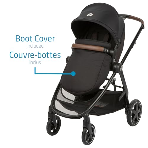 Maxi-Cosi Zelia Max 5-in-1 Modular Travel System, Carraige mode, Reversible toddler seat, Use from birth, Mico infant car seat (included), Polished Pebble