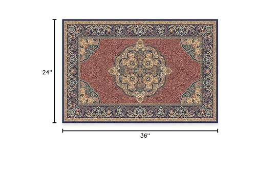 RUGGABLE Disney Traditional Mickey Mouse Washable Rug - Perfect Area Rug for Nursery Playroom Kids Room - Pet & Child Friendly - Stain & Water Resistant - Damask Grey 3&