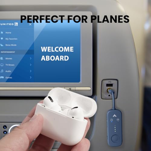 Avantree Relay - Premium Airplane Bluetooth 5.3 Adapter, Supports 2 AirPods or Headphones with aptX-Low Latency - 3.5mm AUX Jack Wireless Audio Transmitter for Planes, Travel, Airline, TV, Gym, Tablet