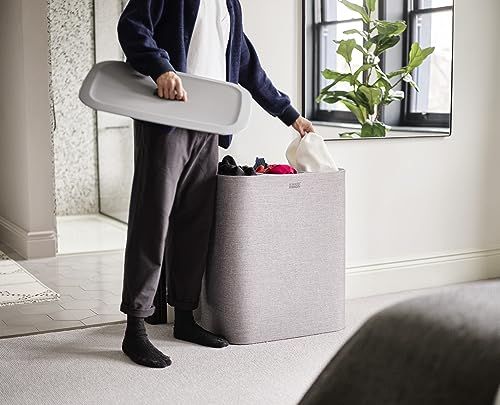 Joseph Joseph Tota - Trio 90-liter Laundry Hamper Separation Basket with lid, 3 Removable Washing Bags with Handles- Ecru