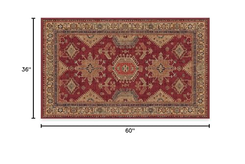 RUGGABLE – Cambria Ruby – Machine Washable Runner Rug – Pet & Child Friendly – Stain & Water Resistant – Non-Slip – 2.5&