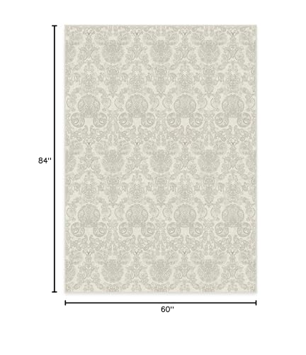 RUGGABLE Disney Traditional Mickey Mouse Washable Rug - Perfect Area Rug for Nursery Playroom Kids Room - Pet & Child Friendly - Stain & Water Resistant - Damask Grey 3&