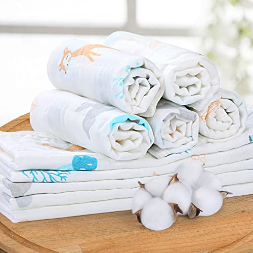 Yoofoss Muslin Burp Cloths for Baby 10 Pack 100% Cotton Baby Washcloths for Boys Girls Large 20&