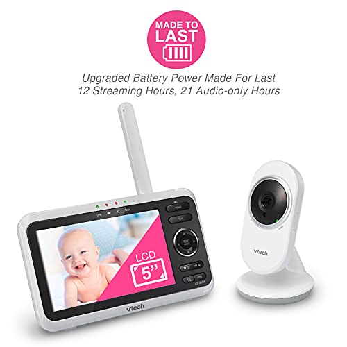 VTech VM819 Baby Monitor, 2.8” Screen, Night Vision, 2-Way Audio, Temperature Sensor and Lullabies, Secure Transmission No WiFi